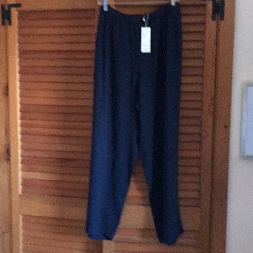 Eileen Fisher Navy georgette Silk Pants 2X NWT